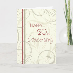 Glückwunschkarte zum 20. Hochzeitstag mit beigen S Karte