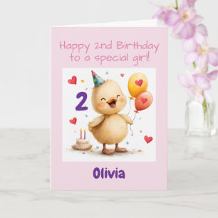 Glückwunschkarte zum 2. Geburtstag, Entlein, indiv Karte