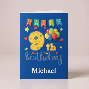 Glückwunschkarte zum 9. Geburtstag Karte