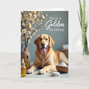 Glückwunschkarte zum Geburtstag mit goldenem Hund Karte