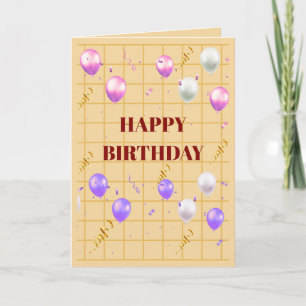Glückwunschkarte zum Geburtstag mit rosa lila Ball Karte