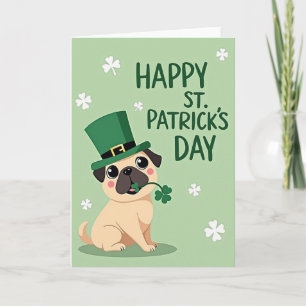 Glückwunschkarte zum St. Patrick's Day mit Mops Karte