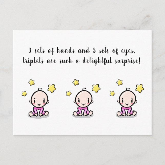 Glückwunschkarten Triplets, neugeborene Triplets Postkarte (Vorderseite)