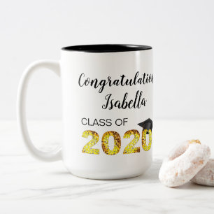 Glückwunschklasse 2020 Personalisierter Name Zweifarbige Tasse