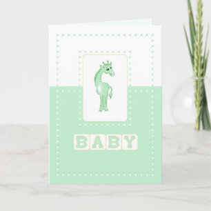 Glückwunschs Baby Giraffe, grün Karte