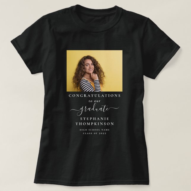 Glückwunschs Grad 2025 Foto Abschluss T-Shirt (Design vorne)