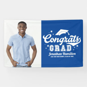 Glückwunschs Grad Blue Graduation Party Foto Banner
