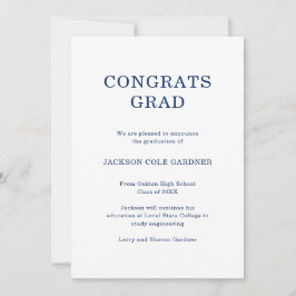 Glückwunschs Grad Classic Navy Blue Abschluss Ankündigung