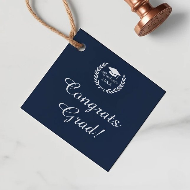 Glückwunschs Grad Elegant Navy Blue Custom Abschlu Geschenkanhänger (Von Creator hochgeladen)