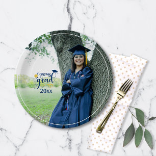 Glückwunschs Grad Foto Abschluss Paper Teller