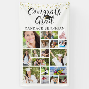 GLÜCKWUNSCHS GRAD Foto Collage Script Confetti Banner