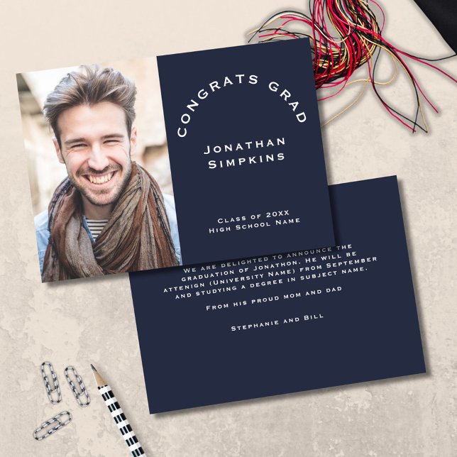 Glückwunschs Grad Foto Marineverkündung Ankündigung (front and back view)