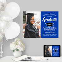 Glückwunschs Grad Foto Royal Blue & White Abschlus