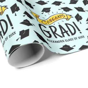 Glückwunschs Grad Gold Banner Celebration Pattern Geschenkpapier