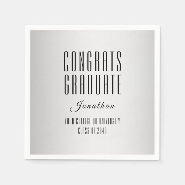 "Glückwunschs Graduate" Modernes Typografie-Papier Serviette (Vorderseite)