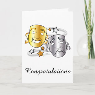 Glückwunschspiel mit Masken Karte