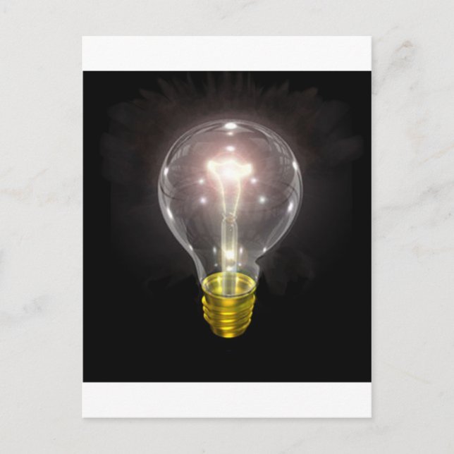 Glühbirne auf schwarzen 3-Zoll-Flammen Postkarte (Vorderseite)