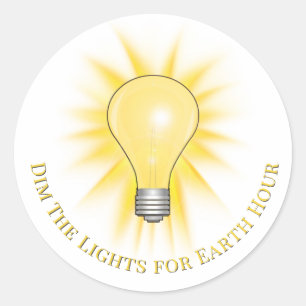 Glühbirne Dimmt die Lichter Earth Hour Runder Aufkleber