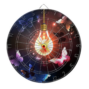 Glühbirne mit Nachtschmetterlingen Dartscheibe