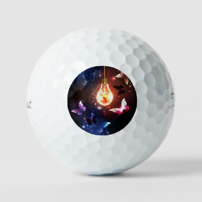 Glühbirne mit Nachtschmetterlingen Golfball (Vorderseite)