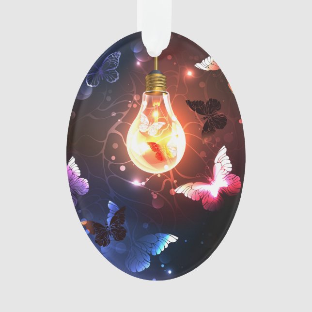 Glühbirne mit Nachtschmetterlingen Ornament (Vorderseite)