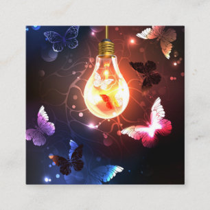 Glühbirne mit Nachtschmetterlingen Telefonnummerkarte