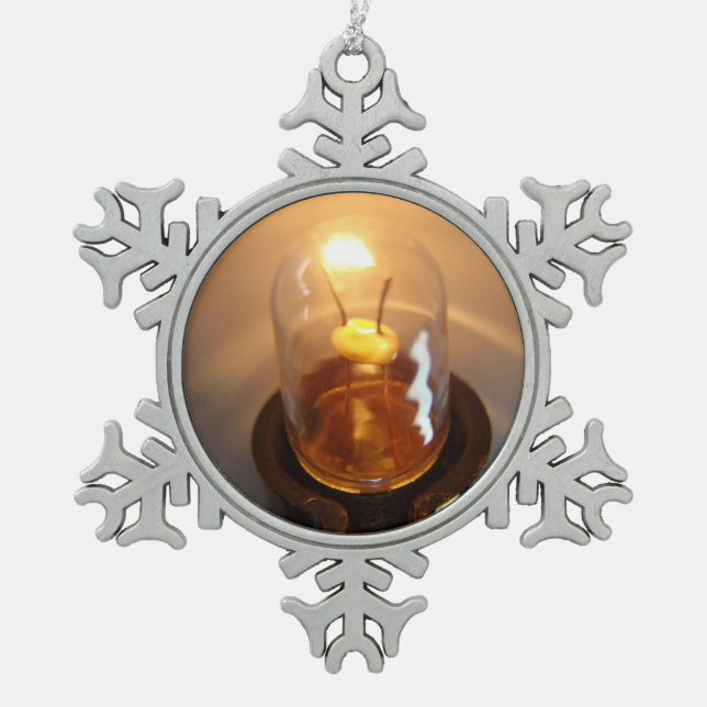 Glühbirne Schneeflocken Zinn-Ornament (Vorderseite)