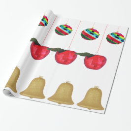 Glühbirnen, Äpfel, Glocken, Umschlagpapier Geschenkpapier