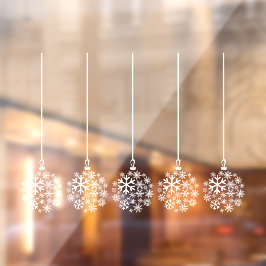 Glühbirnen aus Schneeflocken, weiß_ Pack mit fünf  Fensteraufkleber