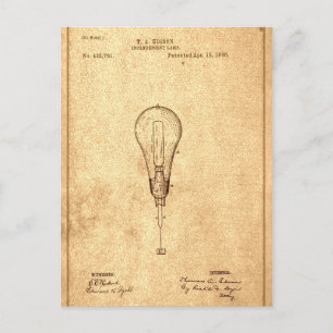 Glühbirnen-Patent von Edison Postkarte