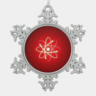 Glühen-Atom-Nerd Schneeflocken Zinn-Ornament