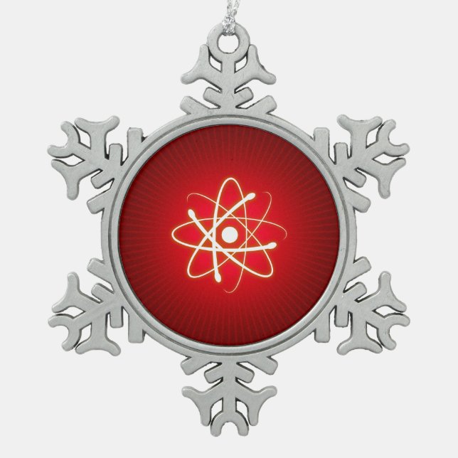 Glühen-Atom-Nerd Schneeflocken Zinn-Ornament (Vorderseite)