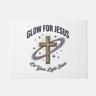 Glühen für Jesus Christliches Kreuz Vintage Vektor Fußmatte