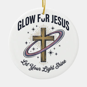 Glühen für Jesus Christliches Kreuz Vintage Vektor Keramik Ornament