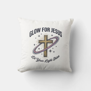 Glühen für Jesus Christliches Kreuz Vintage Vektor Kissen