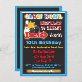 Glühen in den dunklen Bowling-Party Einladungen