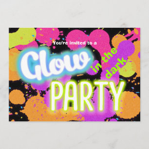 Glühen in der dunklen Farben-Spritzer-Party Einladung