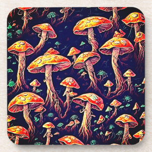 Glühen in der Dunklen Magie: Biolumineszenter Pilz Getränkeuntersetzer