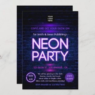 Glühen in der dunklen Neon Corporate Party Einladu Einladung