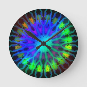 Glühen in die dunkle Kaleidoskopkunst Runde Wanduhr