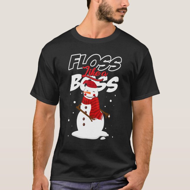 Glühen wie ein Boss Snowman Flossen Weihnachten T-Shirt (Vorderseite)