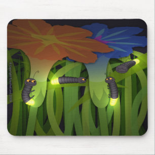 Glühen-Würmer nachts Mousepad
