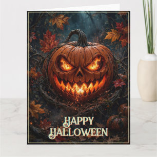 Glühendäugiger Kürbis Frohes Halloween Herbst Karte