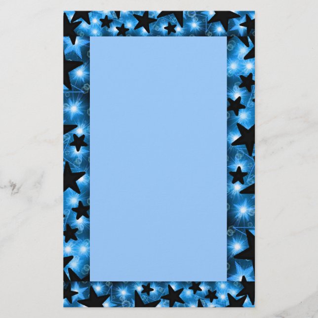 Glühende blaue Sterne Stationery Briefpapier (Vorderseite)