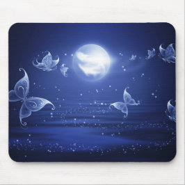 Glühende Butterfliegen Luna-Motten fliegen durch M Mousepad