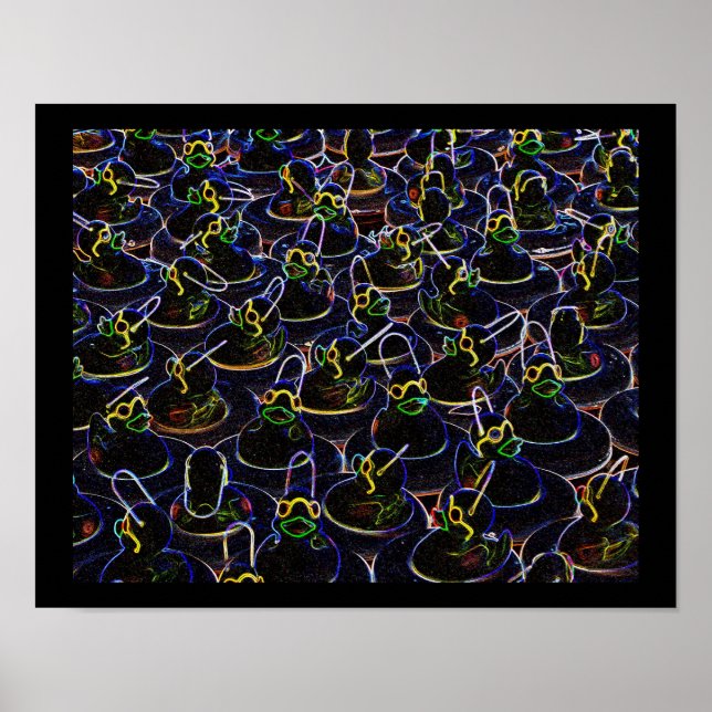 Glühende Coole Kautschukente mit Farbdruck Poster (Vorne)