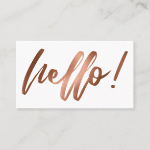 Glühende Copper Ombre Hallo in Handschrift auf Whi Visitenkarte