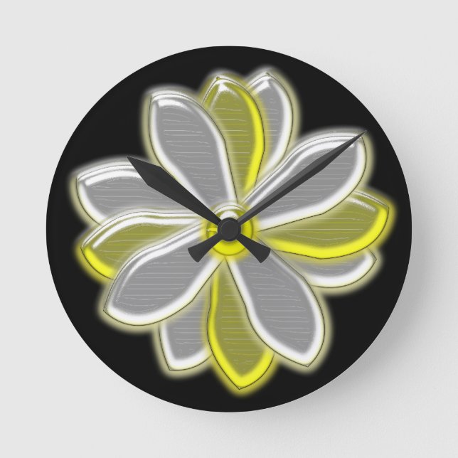 Glühende Daisy Blume Wall Clock Runde Wanduhr (Vorderseite)