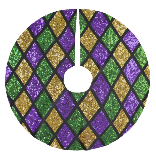 Glühende Diamanten, festlicher Hintergrund Polyester Weihnachtsbaumdecke (Vorderseite)