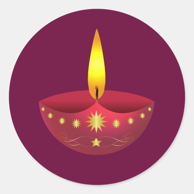 Glühende Diwali-Lampe Runder Aufkleber (Vorderseite)